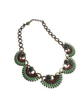 J Crew Vintage Necklace Multi Beaded 17" To 19" Green Purple Gold Costume Bling